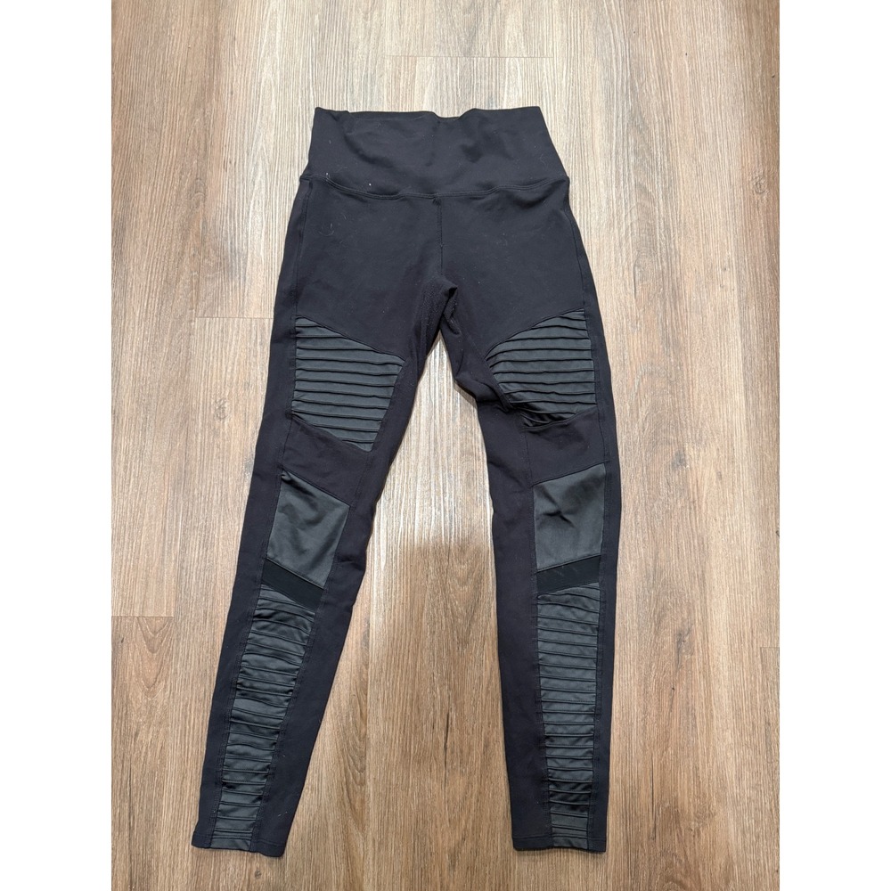 Alo Yoga Womens Moto Leggings Black High Waist Quilted Athleisure W5494R Size M
